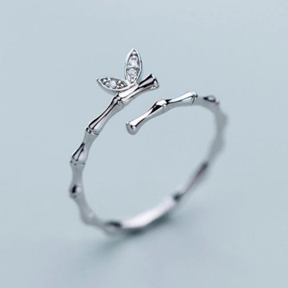 Jewelry - Sterling Silver Diamond Butterfly Adjustable Ring